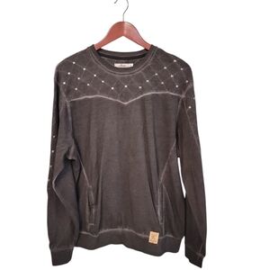 Vintage Akoo Mens Size Large‎ Y2k Studded Burnout Grunge Pullover Sweatshirt